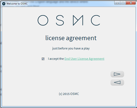 OSMC Installation Accept License