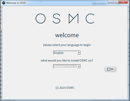 OSMC Installation Select Language and Device