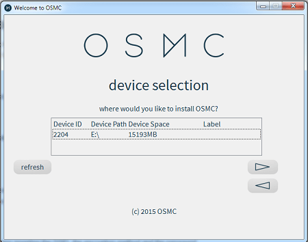 OSMC Installation Select Storage