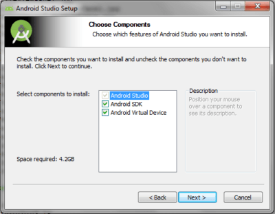 Android Studio Choose Components Panel